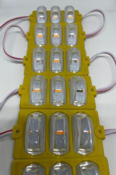 12 Volt Dar Açılı 3'lü Modül Led Amber (Sarı) (5 Adet)