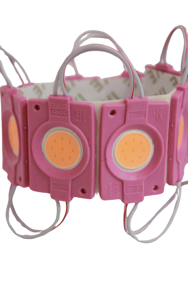 12 Volt 2.4 Watt Tekli Su Geçirmez Modül Led Pembe (10 Adet)