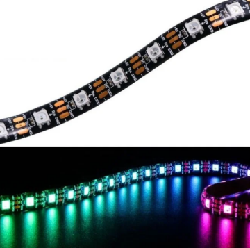 5V Adreslenebilir WS2812B ARGB Pixel Şerit Led IP20 İç Mekan M:60 Led 1M Magic Led
