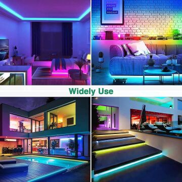 Tuya Destekli Wifi Kontrollü 6x12mm RGB Esnek Neon Şerit Led Set 5 Metre