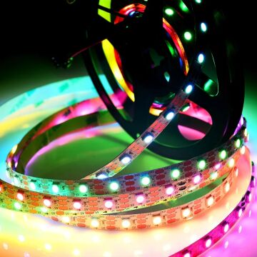 5V 5MM WS2812B Adreslenebilir ARGB Pixel Şerit Led 60 Led 5M Magic Led