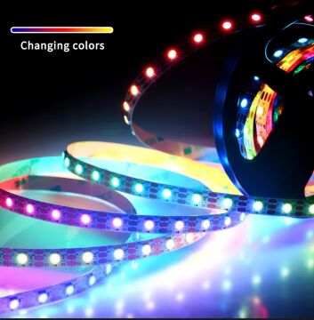 5V 5MM WS2812B Adreslenebilir ARGB Pixel Şerit Led 60 Led 5M Magic Led