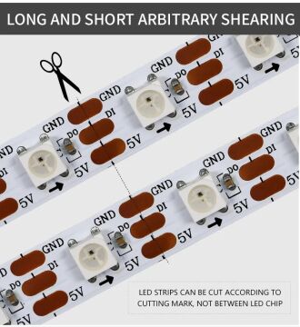 5V 5MM WS2812B Adreslenebilir ARGB Pixel Şerit Led 60 Led 5M Magic Led