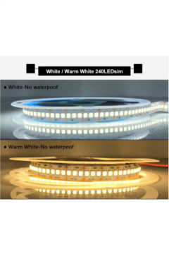 12 Volt 2835 Sık Ledli 240 Led Şerit Led IP20 (5 Metre) Natural Beyaz