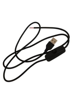 100 cm 2 Amper Swich'li Açık Uçlu Anahtarlı Siyah USB Kablo USB Erkek Kablo