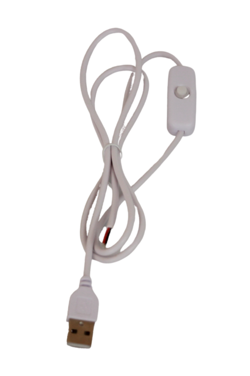 100 cm 2 Amper Switch'li Açık Uçlu Anahtarlı Beyaz USB Kablo USB Erkek Kablo