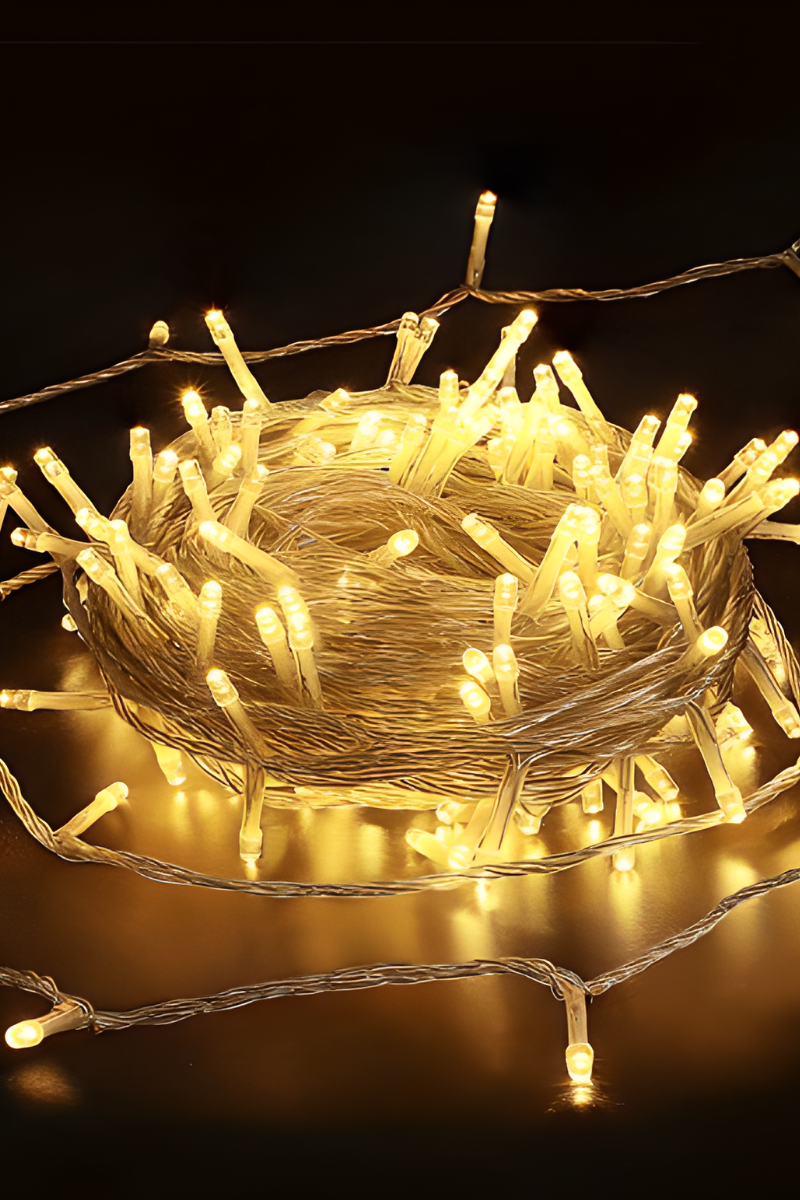 100 Ledli Fişli Led Işık Sabit Yanar Eklemeli Dekoratif Lamba 10M Gün Işığı Yılbaşı Çam Ağacı Ev Süsleme