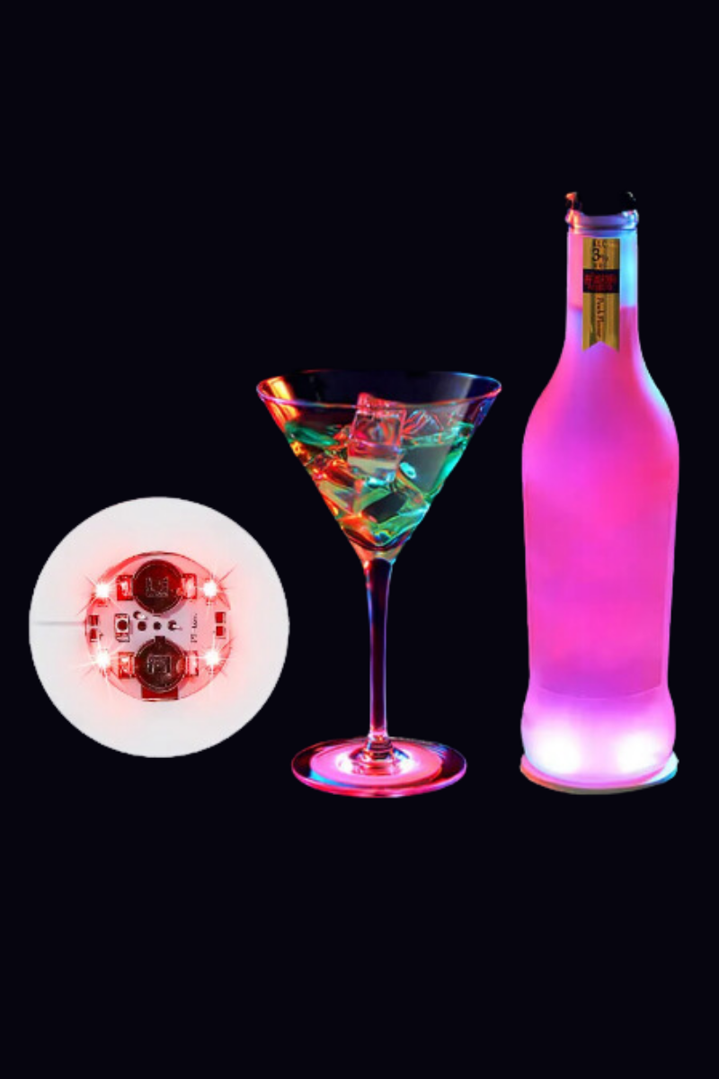 Yuvarlak RGB Led Işıklı Bardak Altlığı Düğün Parti Bardak Altlığı Şişe Vazo Altı Aydınlatma Dekoratif Led Işık